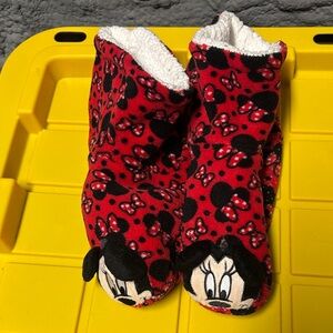 Minnie Mouse Red Fleece Womens Large Slippers